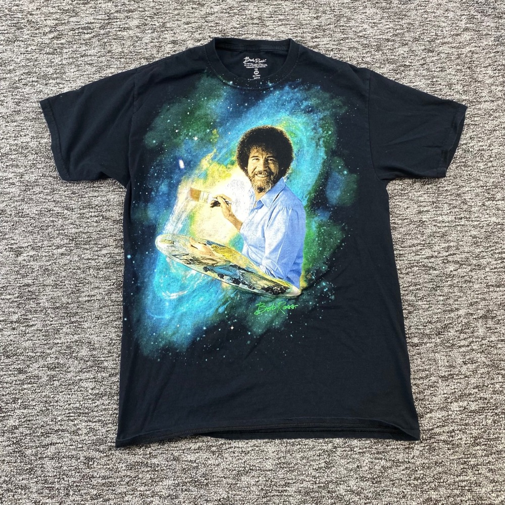 Bob Ross Galaxy Space Painting Shirt Mens Medium Black Artist Graphic Tee